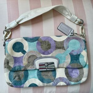 Coach White and Multicolor Canvas Shoulder Bag